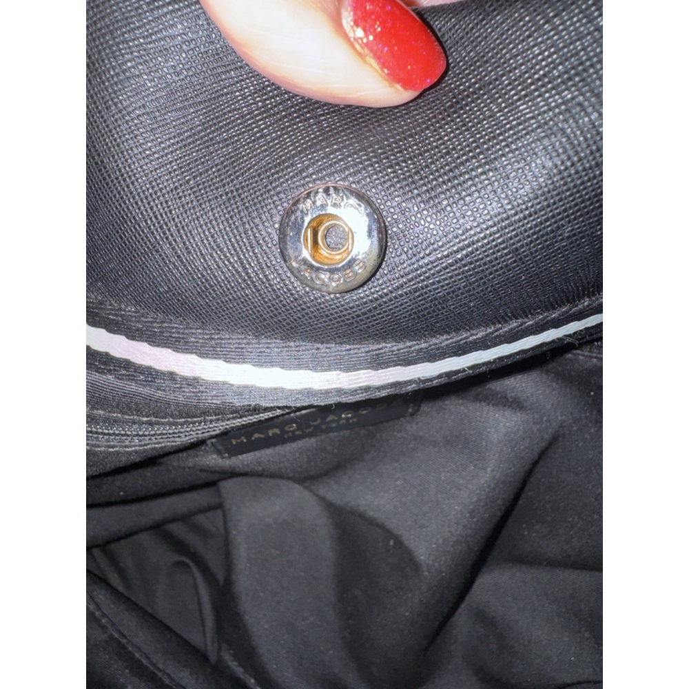 Marc Jacobs Logo Shopper Tote Bag East/West Leather Shadow Black - Picture 9 of 14